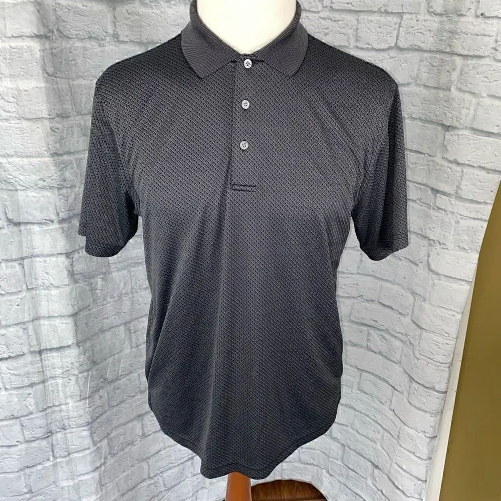PGA tour dri fit 3 button collared polo grey/black men’s size large